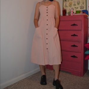 Pink button up midi dress